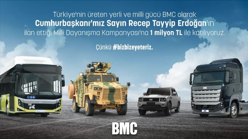 BMC Otomotiv'den 'Milli Dayanışma Kampanyası'na 1 milyon lira