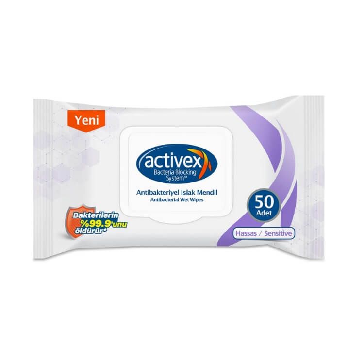 Activex Antibakteriyel Islak Mendil Hassas 50 Yaprak