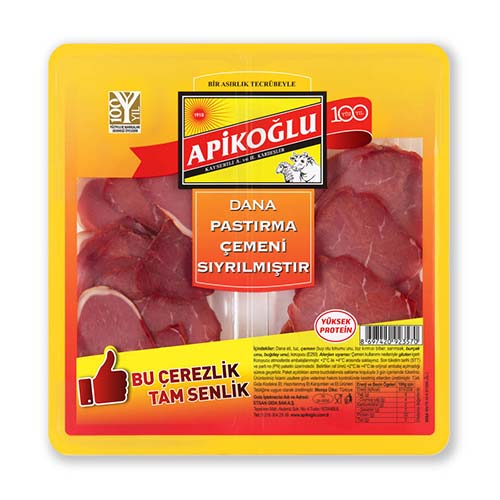 Apikoğlu Çemeni Sıyrılmış Çerezlik Dana Pastırma (100 g) - Apikoğlu ürünü