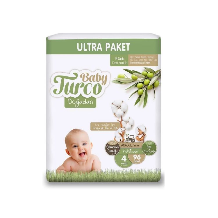 Baby Turco Bebek Bezi Doğadan 4 Beden Maxi Ultra 96 Adet