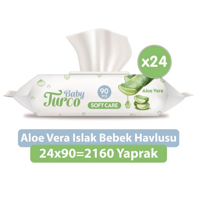 Baby Turco Softcare Aloe Vera Islak Bebek Havlusu 90 X24 paket
