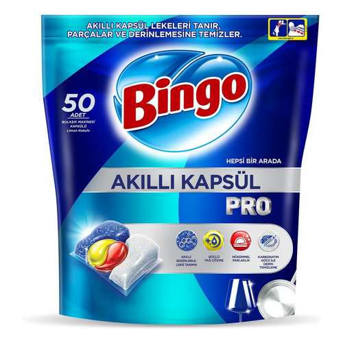 Bingo Akıllı Kapsül Pro Bulaşık Makinesi Deterjanı Tableti 50'li - Bingo ürünü
