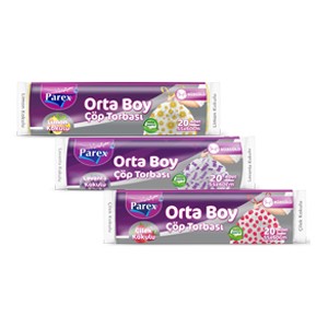 Parex Büzgülü Çöp Torbası Orta Boy Çilek / Limon / Lavanta Orta Boy