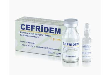 Pharmada İlaç Cefridem 1 g IM 1 Flakon (kas içine enjekte iğne) - Pharmada İlaç ürünü