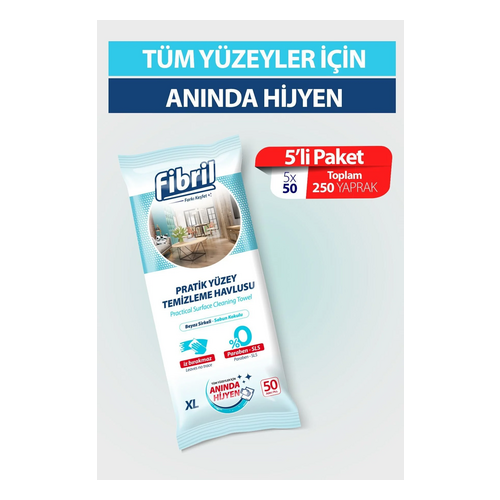 Fibril Pratik Yüzey Temizleme Havlusu 50 li Beyaz Sirke - Fibril ürünü