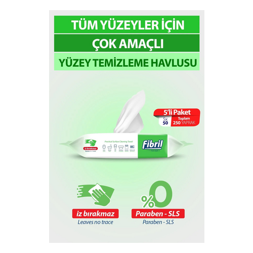 Fibril Pratik Yüzey Temizleme Havlusu 50 li Temizlik Kokulu - Fibril ürünü