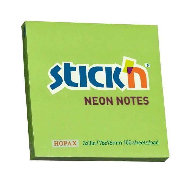 Gıpta Stickn 76x76 Neon Yeşil Yapışkanlı Not Kağıdı 100 yaprak