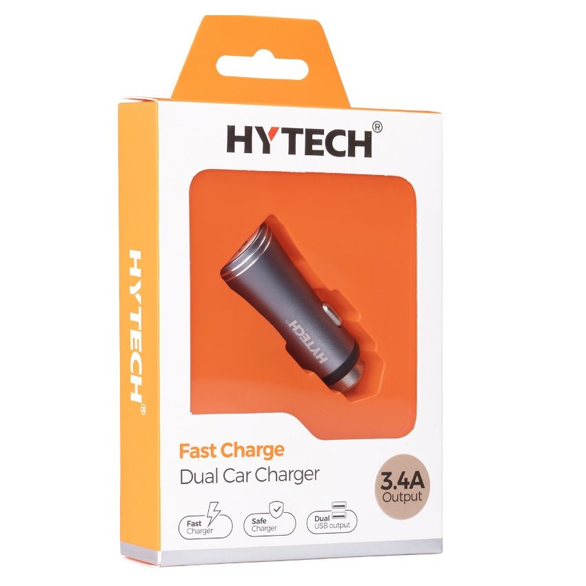 Hytech HY-X60 3.4A Hızlı Şarj 2 USB Gri Metal Kablo