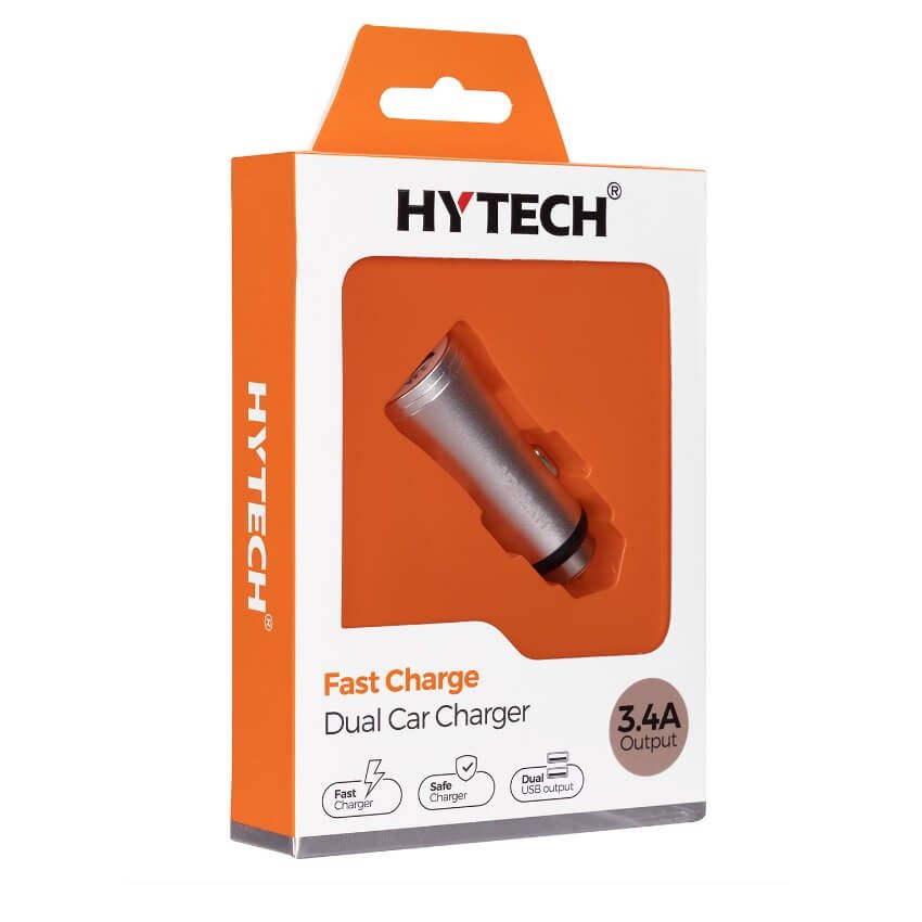 Hytech HY-X60 3.4A Hızlı Şarj 2 USB Gümüş Metal Araç Şarj Cihazı