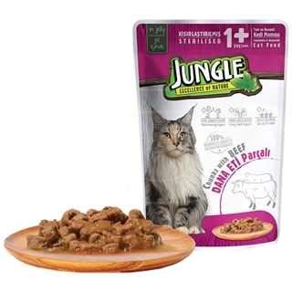 Jungle Pouch Kısır Kedi Maması Dana Eti Parçalı 100 Gr