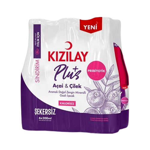 Kızılay Plus Açai & Çilek Aromalı Doğal Mineralli Gazlı İçecek (6 x 200 ml)