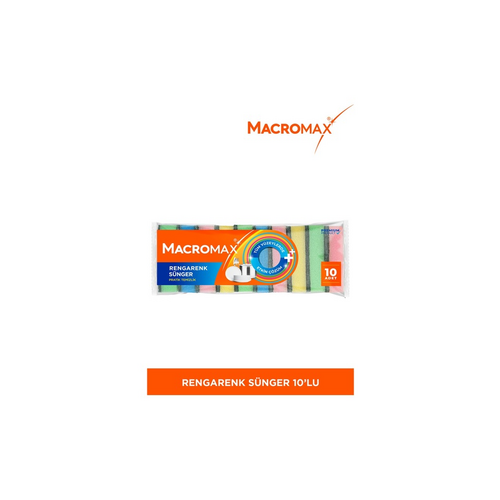 MACROMAX Rengarenk Bulaşık Süngeri Çok Amaçlı 10 Adet - Macromax ürünü