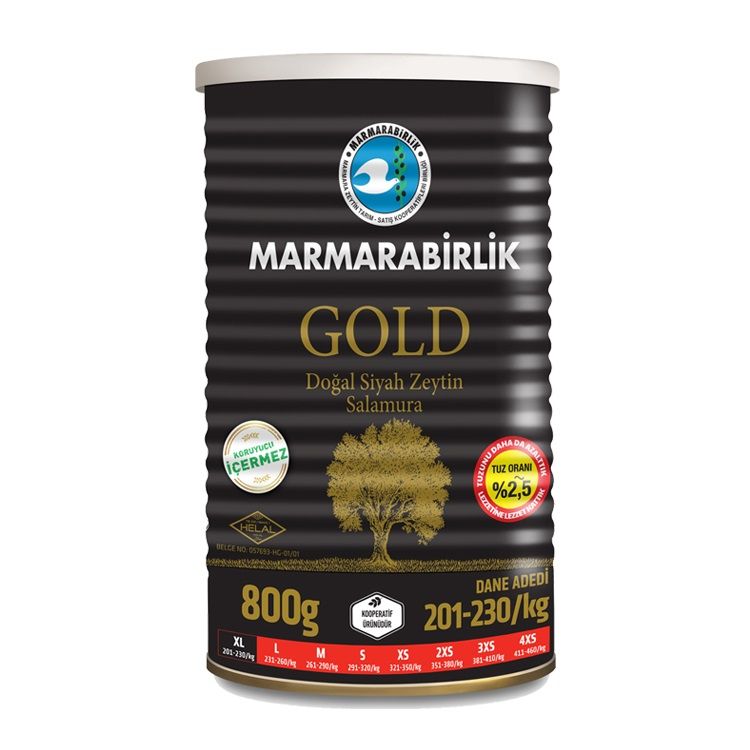 Marmarabirlik Gold Sofra Salamura Siyah Zeytin (XL) Boy 800 Gr