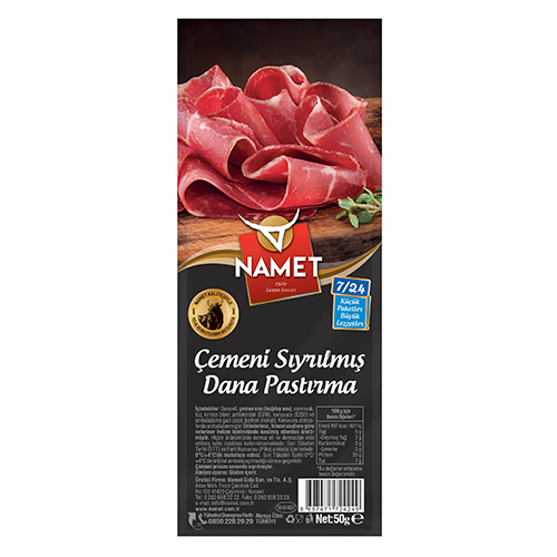 Namet 7/24 Çemeni Sıyrılmış Dana Pastırma (50 g)