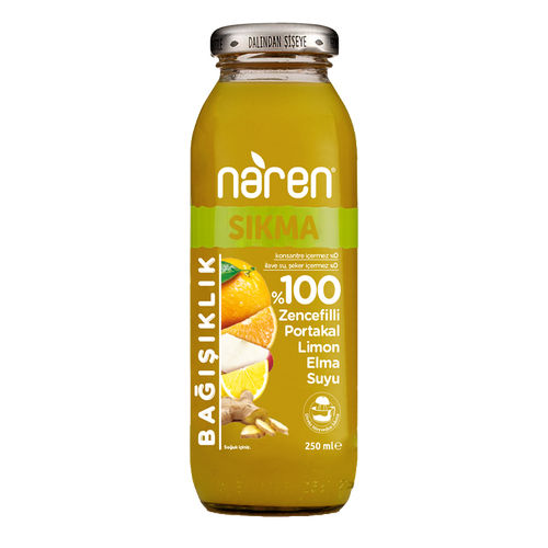 Naren %100 Sıkma Zencefil Portakal Limon Elma Suyu 250 Ml - Naren ürünü