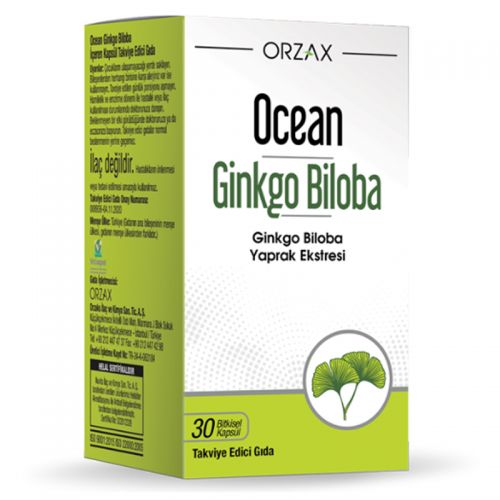 Orzax Ocean Ginkgo Biloba Takviye Edici Gıda 30 Bitkisel Kapsül