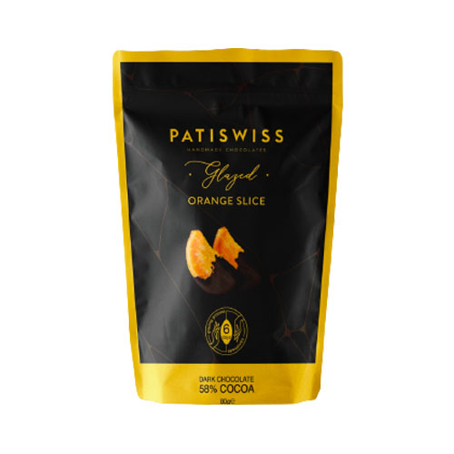 Patiswiss %58 Kakaolu Bitter Çikolata Kaplı Portakal Dilimleri (80 g)