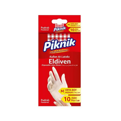 Piknik Pudralı Lateks Eldiven 10 lu Medium - Piknik ürünü