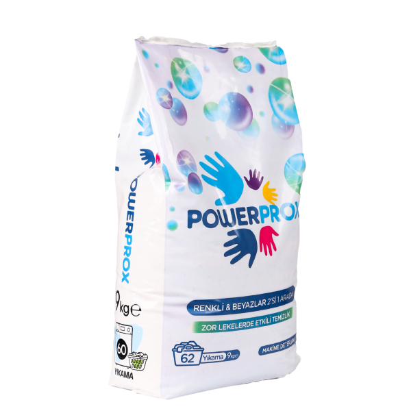 Power Prox En Uygun Toz Çamaşır Deterjanı Renkli ve Beyazlar 2’si 1 Arada 9 KG Ekonomi Paketi