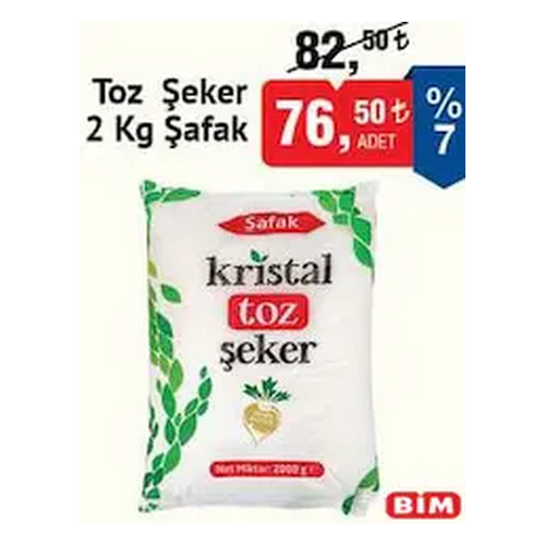 Şafak Toz Şeker 2kg - Şafak ürünü