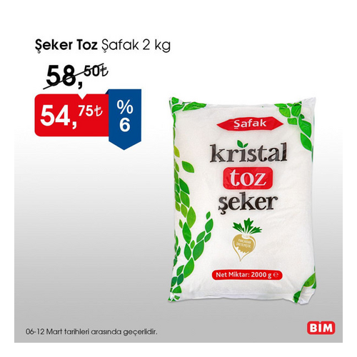Şafak Toz Şeker 5kg - Şafak ürünü