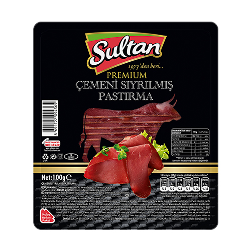 Sultan Dilimli Dana Çemeni Sıyrılmış Pastırma (100 g) - Sultan ürünü