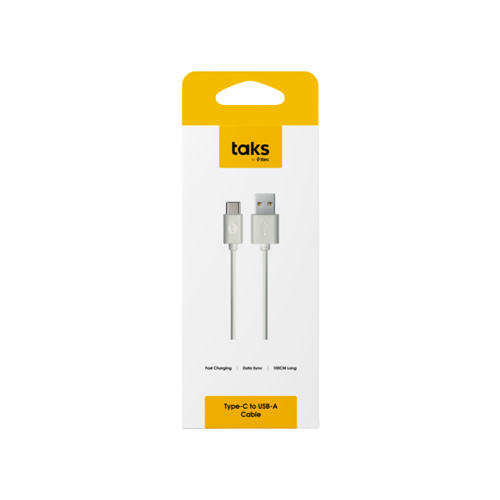 Taks Type-C - USB-A Şarj Kablosu Beyaz (100 cm) - Taks ürünü