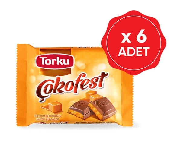 Torku Çokofest Karamel Sütlü Çikolata 60 Gr x 6 Adet
