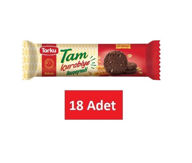 Torku Tam Ruşeymli Kurabiye Kakaolu 90 Gr x 18 Adet