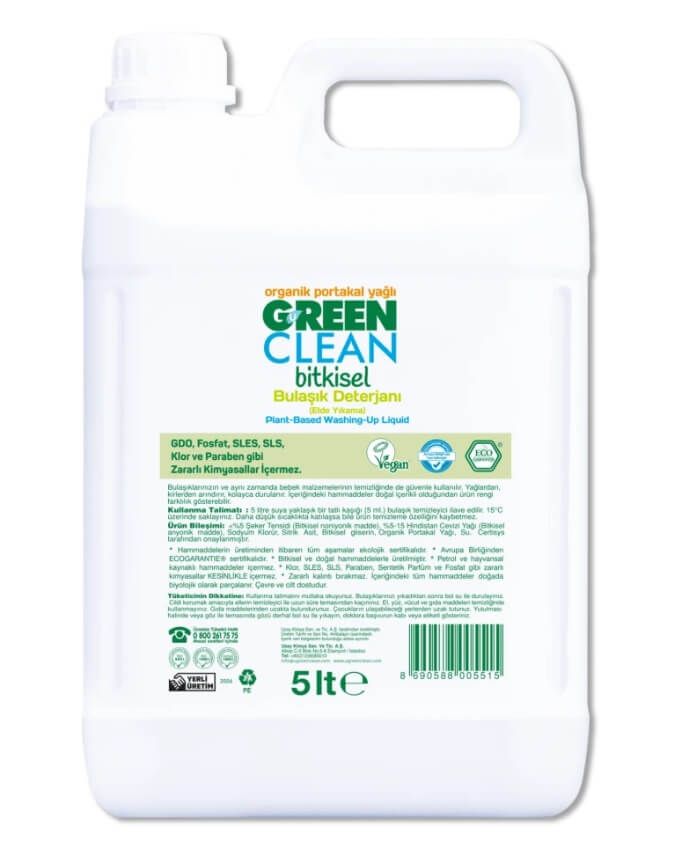 U Green Clean Bitkisel Bulaşık Deterjanı 5 Lt