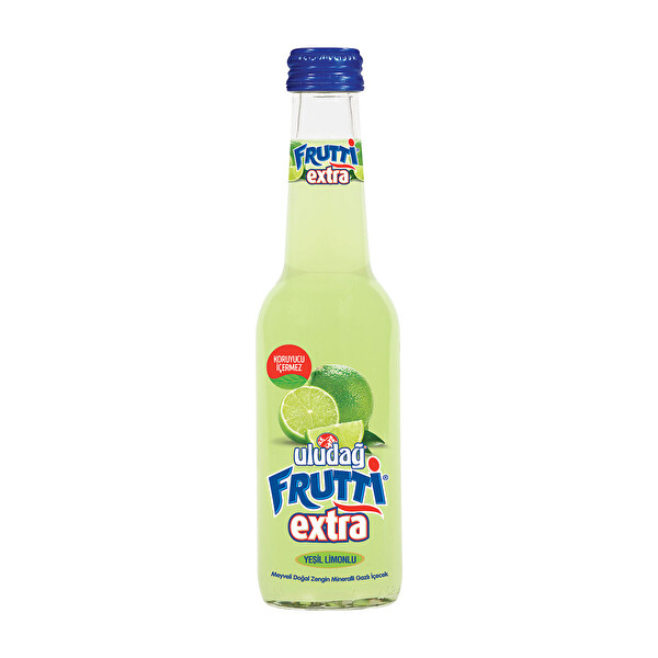 Uludağ Frutti Extra Yeşil Limonlu Doğal Zengin Mineralli Gazlı İçecek 250 ml Cam Şişe