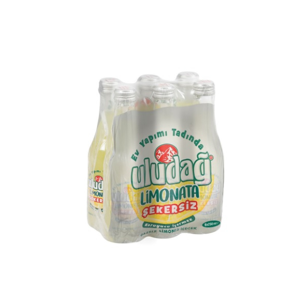 Uludağ Limonata Şekersiz Cam 250 ml 6′lı Paket