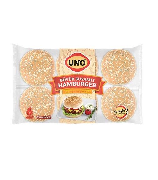 Uno Premium Susamlı Hamburger Ekmeği 510 Gr 6 Lı