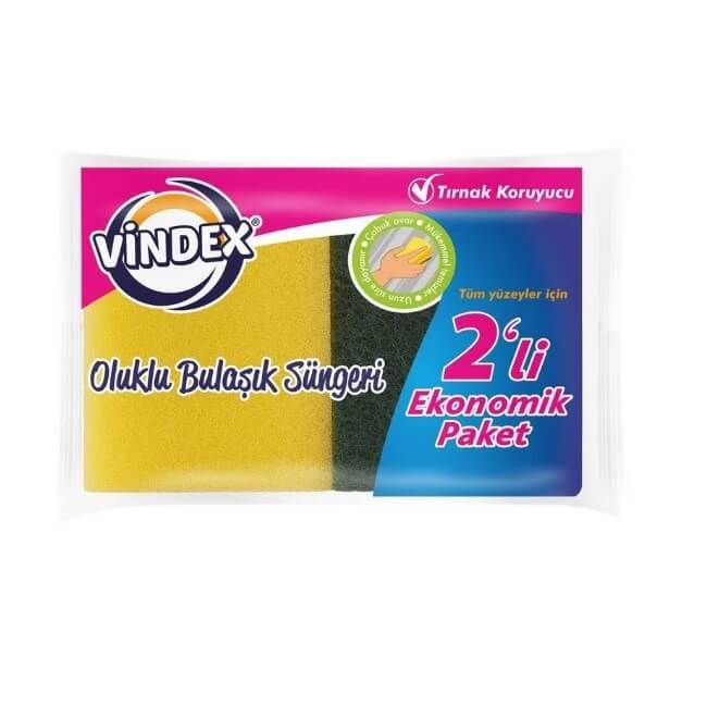 Vindex Oluklu Bulaşık Süngeri 2 Li