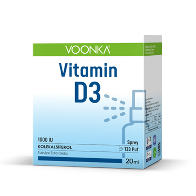 Voonka Vitamin D3 1000 IU Takviye Edici Gıda Sprey 20 ml