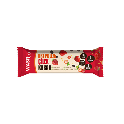 Wasp Çilek, Kakao & Arı Polenli Meyve Barı (35 g)